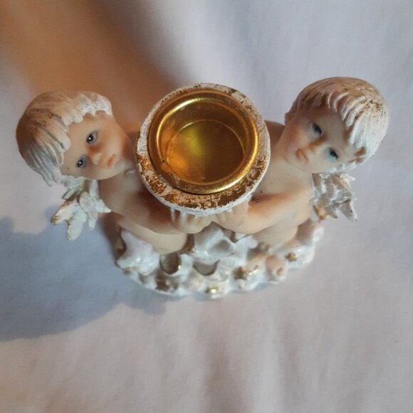 Angels Candlestick Holder White  Gold Nude Angels Christmas - Picture 3 of 10